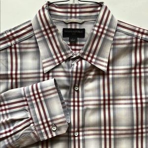 Banana Republic Button Down Shirt Check Red Gray L